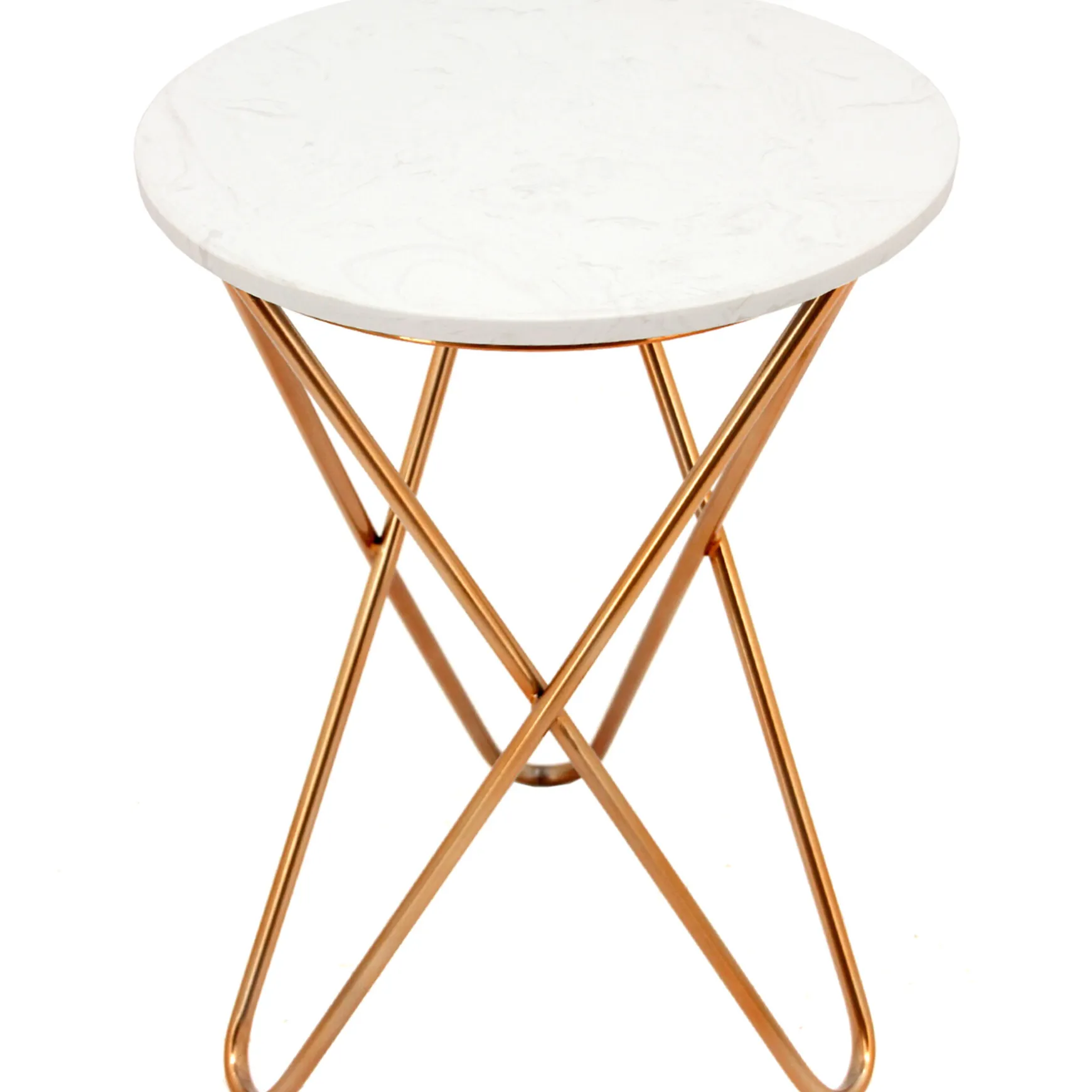 * White Marble-Top Side Table With Gold Metal Hairpin Legs Online Discount Shop