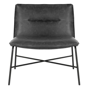 * Zoey Black Faux Leather Armless Accent Chair Low Price Flash Sale