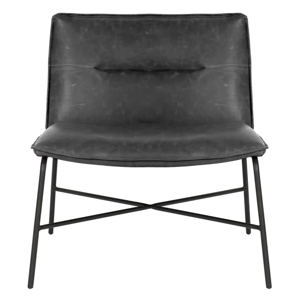 * Zoey Black Faux Leather Armless Accent Chair Low Price Flash Sale