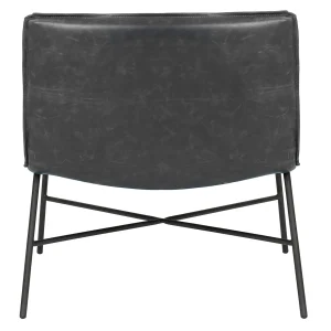 * Zoey Black Faux Leather Armless Accent Chair Low Price Flash Sale